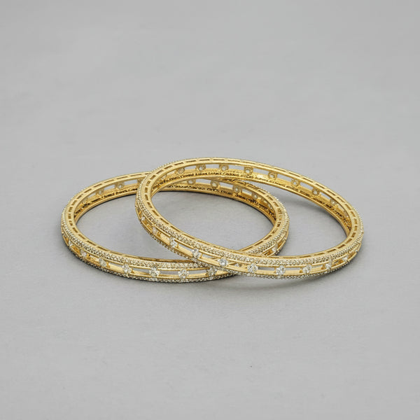 438570 Cz Classic Bangles With 2 Tone Plating