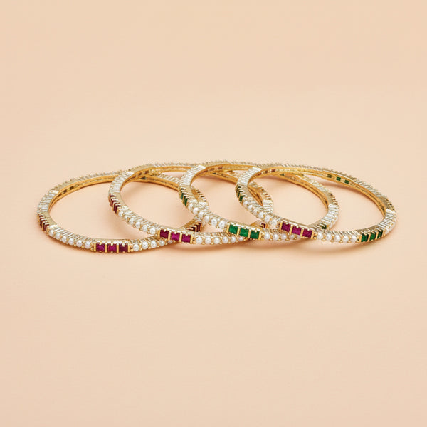 438588 Cz Classic Bangles With Gold Plating