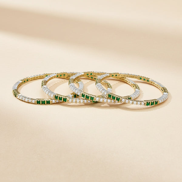438589 Cz Classic Bangles With Gold Plating
