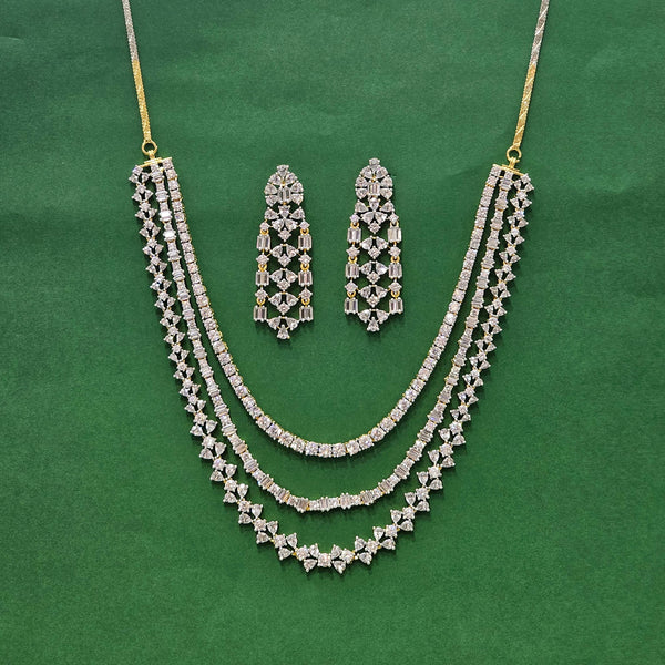 438605 Cz Classic Necklace With 2 Tone Rhodium Plating