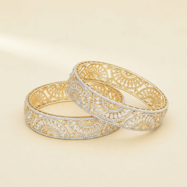 438608 Cz Classic Bangles With 2 Tone Plating