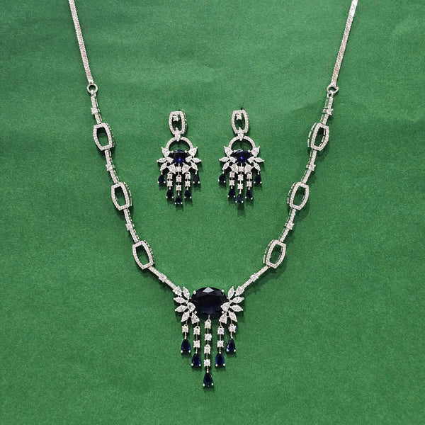 438610 Cz Classic Necklace With Rhodium Plating