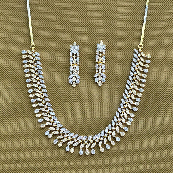 438629 Cubic Zirconia Classic Necklace With Rhodium 2 Tone Plating