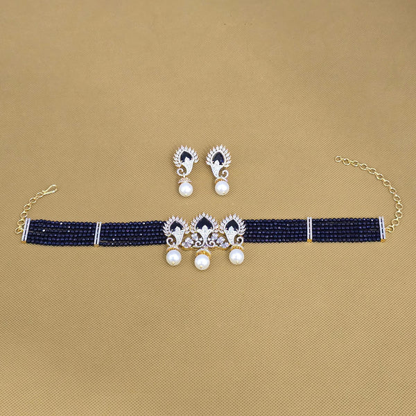 438647 Cubic Zirconia Choker Necklace With 2 Tone Plating