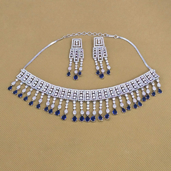 438649 Cubic Zirconia Classic Necklace With Rhodium Plating