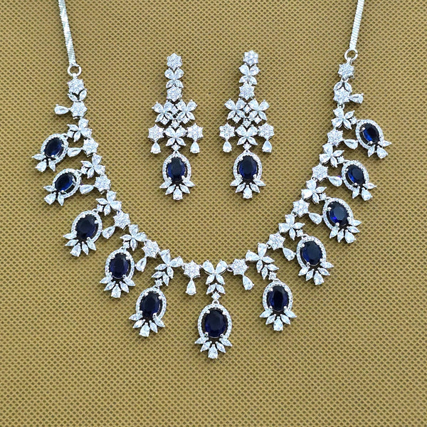 438650 Cubic Zirconia Classic Necklace With Rhodium Plating