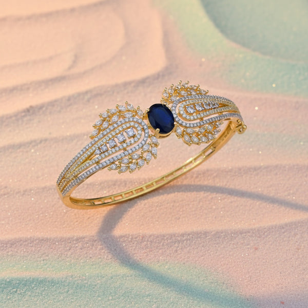 438654 Cubic Zirconia Openable Kada With 2 Tone Plating