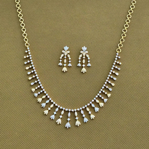 438663 Cubic Zirconia Classic Necklace With Rhodium 2 Tone Plating