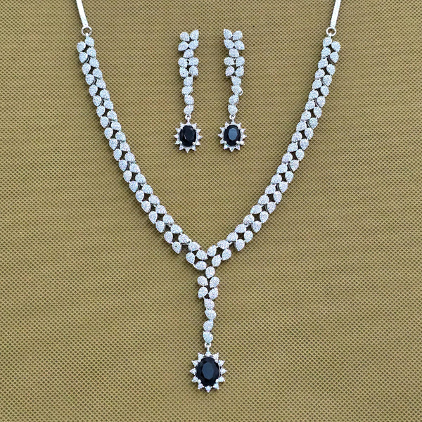 438665 Cubic Zirconia Classic Necklace With Rhodium Plating