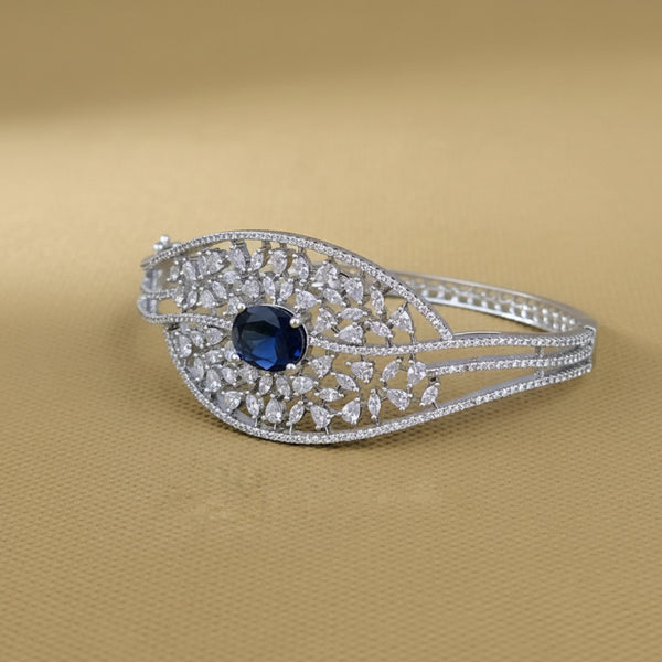 438668 Cubic Zirconia Openable Kada With Rhodium Plating