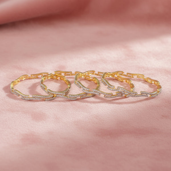 438731 Cubic Zirconia Classic Bangles With 2 Tone Plating