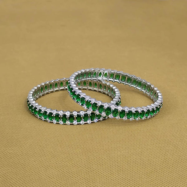 438734 Cubic Zirconia Classic Bangles With Rhodium Plating