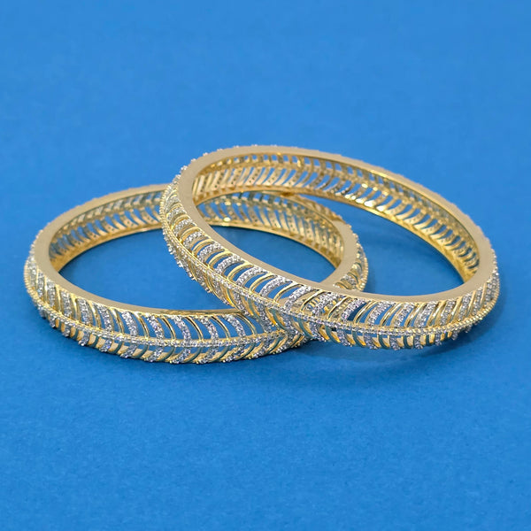 438740 Cz Classic Bangles With 2 Tone Plating