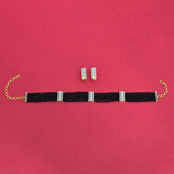 438788 Cubic Zirconia Choker Necklace Set With 2 Tone Plating