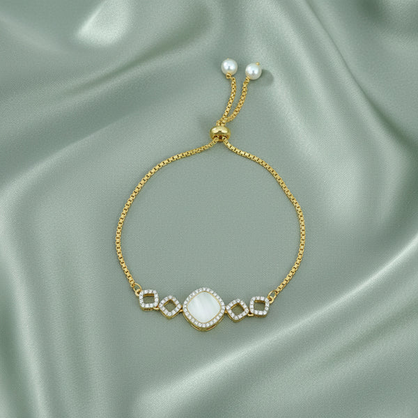 438804 Cubic Zirconia Delicate Bracelet With 2 Tone Rhodium Plating