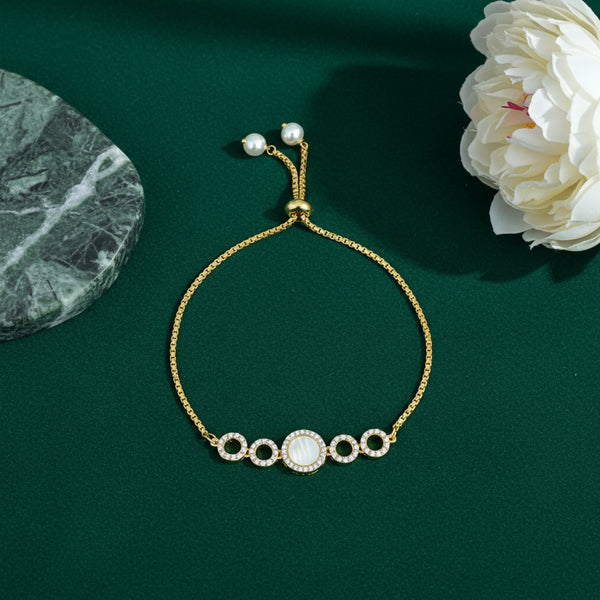 438805 Cubic Zirconia Delicate Bracelet With 2 Tone Rhodium Plating