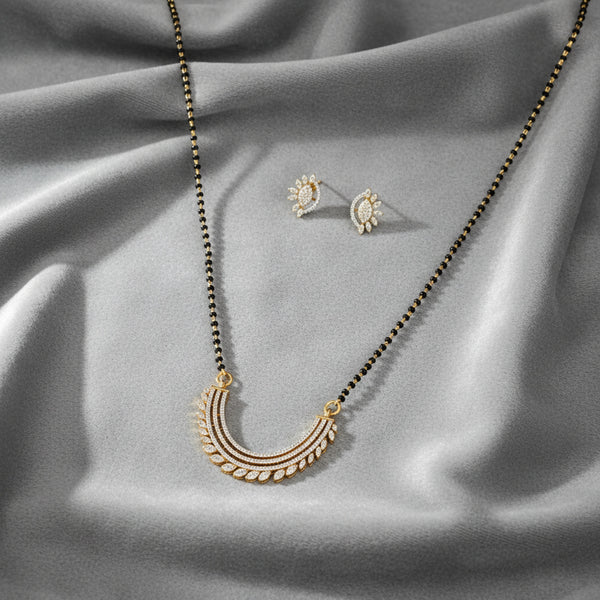 438845 Cubic Zirconia Classic Mangalsutra With 2 Tone Rhodium Plating