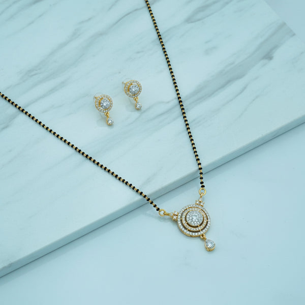 438851 Cubic Zirconia Classic Mangalsutra With 2 Tone Rhodium Plating
