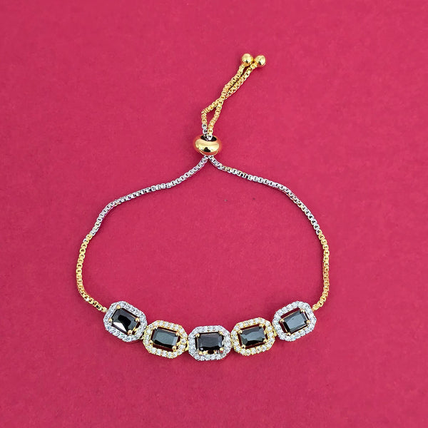 438904 Cz Adjustable Bracelet With 2 Tone Plating