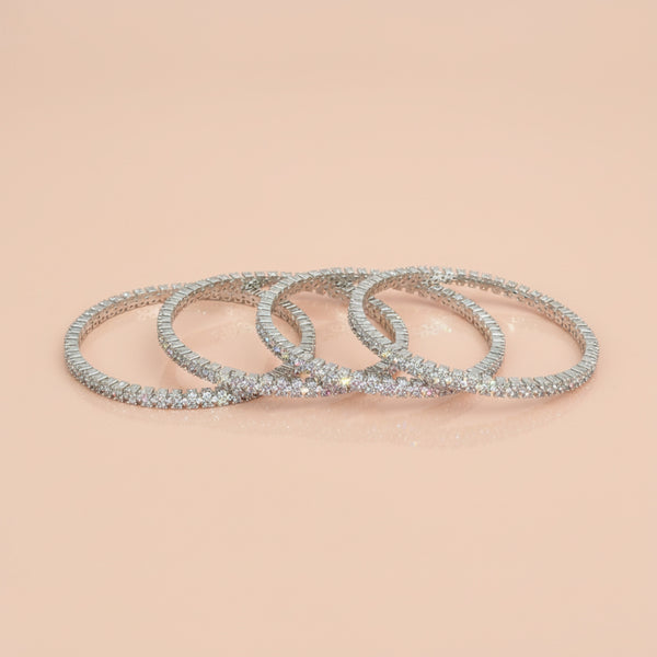 438907 Cz Classic Bangles With Rhodium Plating