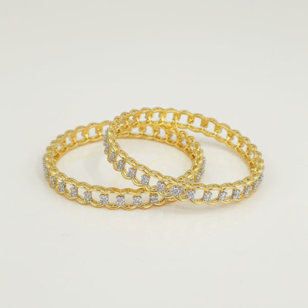 438910 Cz Classic Bangles With 2 Tone Plating