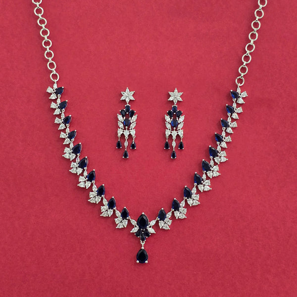 438920 Cz Delicate Necklace With Rhodium Plating