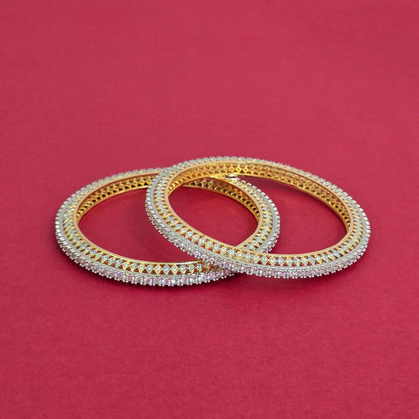 438935 Cz Classic Bangles With 2 Tone Plating
