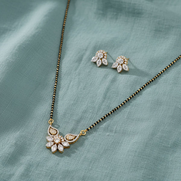 438950 Cz Classic Mangalsutra With 2 Tone Rhodium Plating