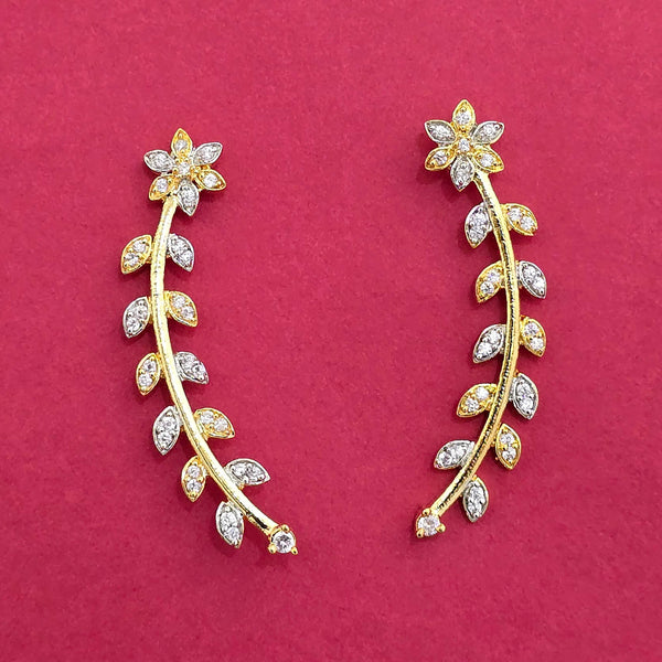 438956 Cz Earcuff With 2 Tone Rhodium Plating