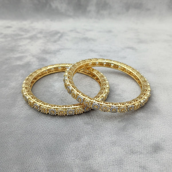 439021 Cubic Zirconia Classic Bangles With 2 Tone Plating