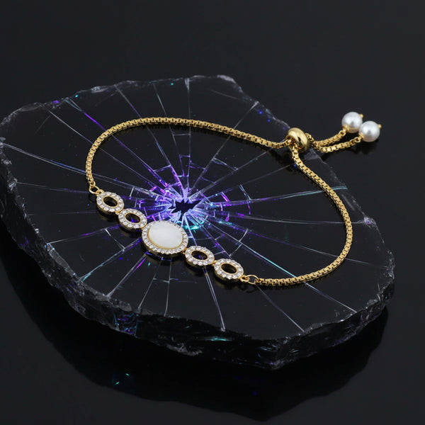 439065 Cubic Zirconia Delicate Bracelet With Rhodium 2 Tone Plating