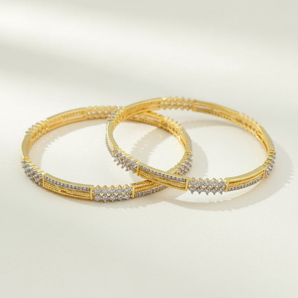 439069 Cz Classic Bangles With 2 Tone Plating