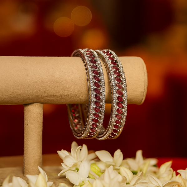 439072 Cz Classic Bangles With Rhodium Plating