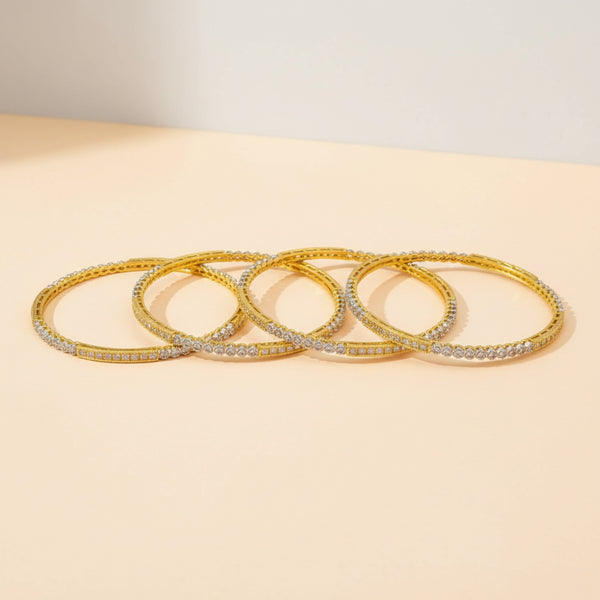 439079 Cz Delicate Bangles With 2 Tone Rhodium Plating