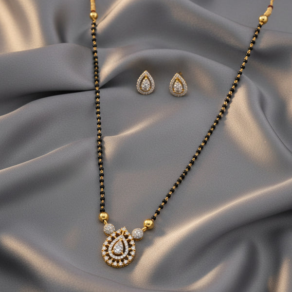 439108 Cz Classic Mangalsutra With 2 Tone Rhodium Plating