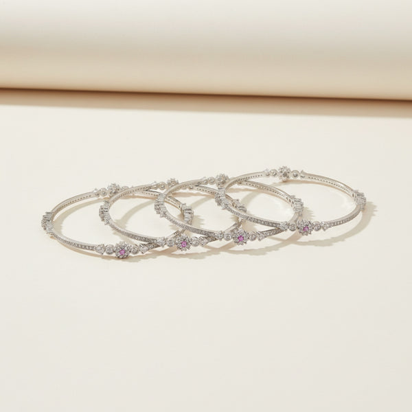 439125 Cz Delicate Bangles With Rhodium Plating