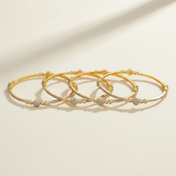 439126 Cz Delicate Bangles With 2 Tone Plating