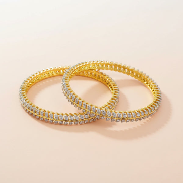 439127 Cz Classic Bangles With 2 Tone Plating