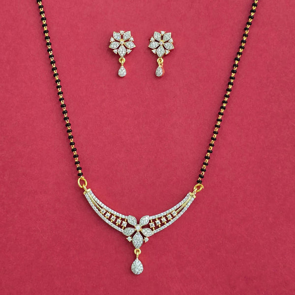 439132 Cz Classic Mangalsutra With 2 Tone Rhodium Plating