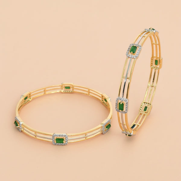 439135 Cubic Zirconia Classic Bangles With 2 Tone Plating