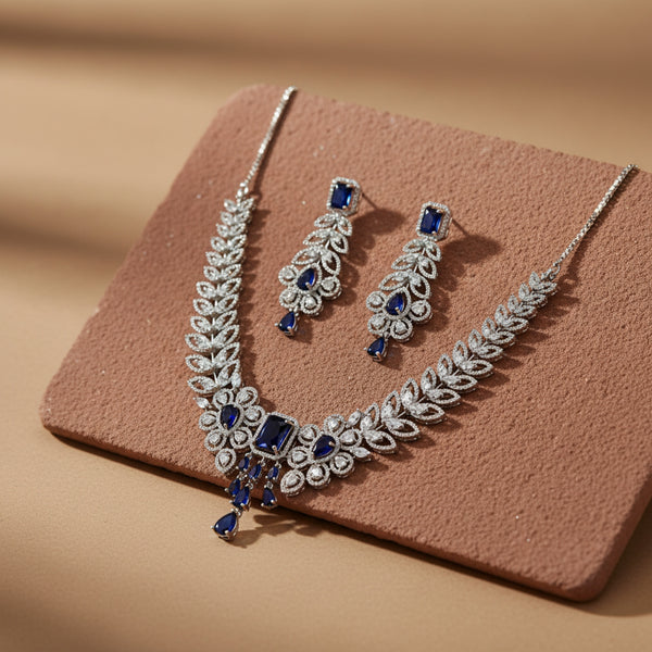 439136 Cubic Zirconia Classic Necklace With Rhodium Plating