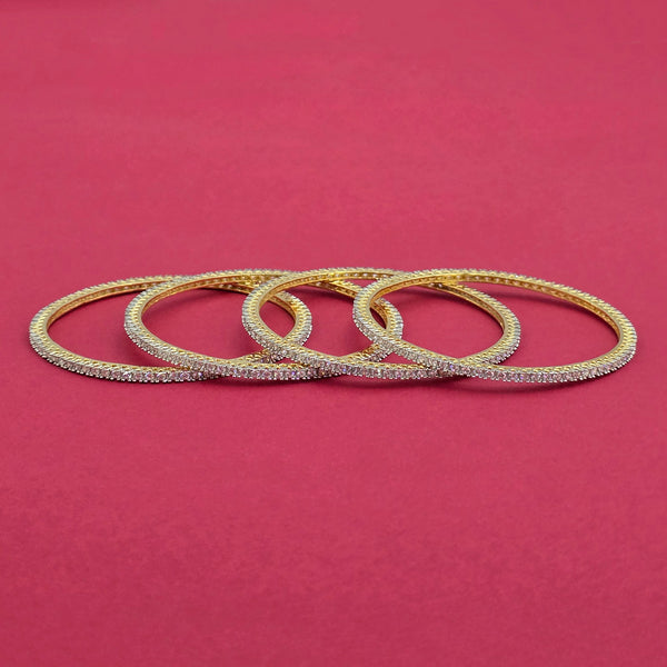 439138 Cubic Zirconia Delicate Bangles With 2 Tone Plating