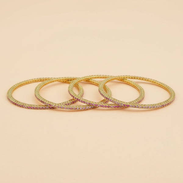 439139 Cubic Zirconia Delicate Bangles With Gold Plating