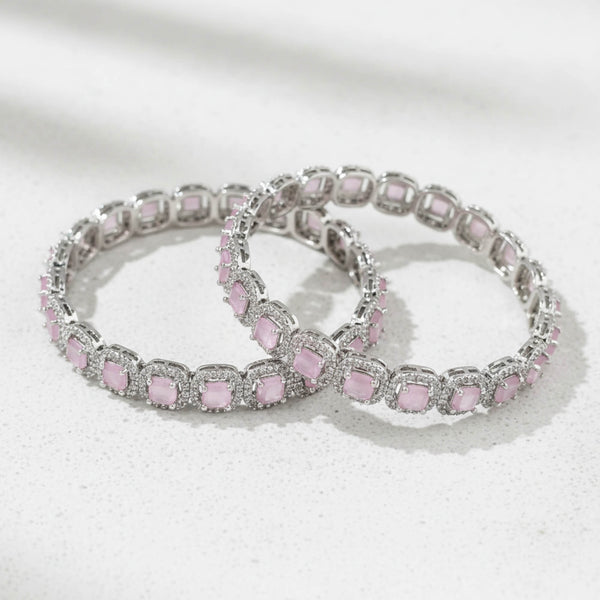 439163 Cz Classic Bangles With Rhodium Plating