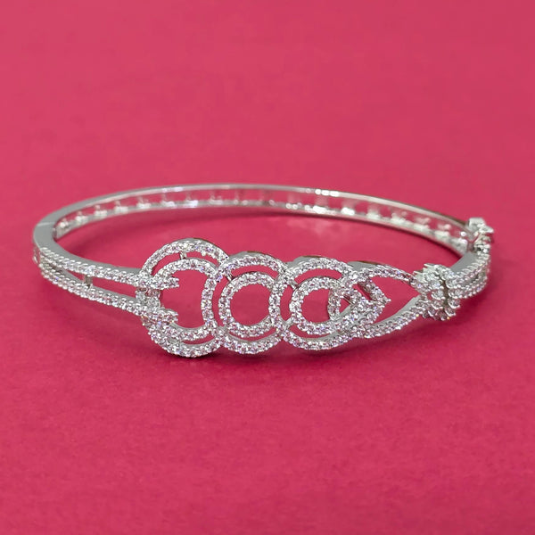 439184 American Diamond Openable Kada With Rhodium 2 Tone Plating