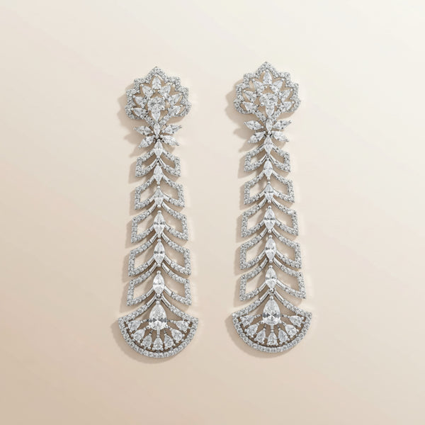 439194 American Diamond Classic Earring With Rhodium 2 Tone Plating