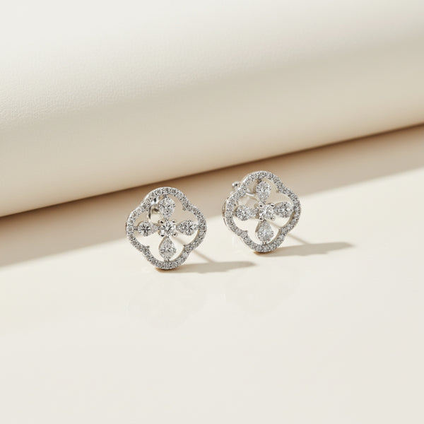 439195 American Diamond Tops With Rhodium 2 Tone Plating