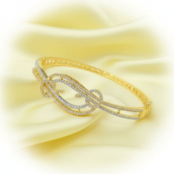 439200 American Diamond Openable Kada With Rhodium 2 Tone Plating