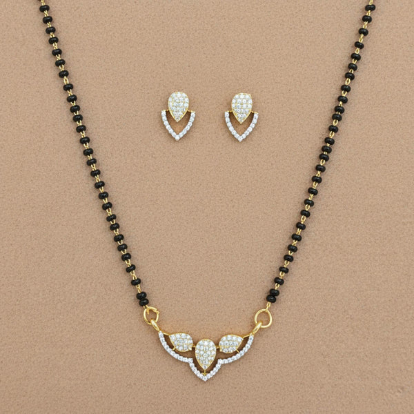 439207 Cubic Zirconia Delicate Mangalsutra With 2 Tone Rhodium Plating