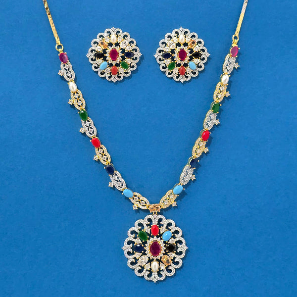 439230 Cz Classic Necklace With 2 Tone Plating